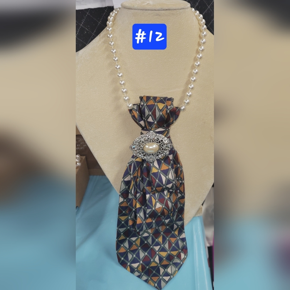 Fashion forward twist on a power tie Necklace